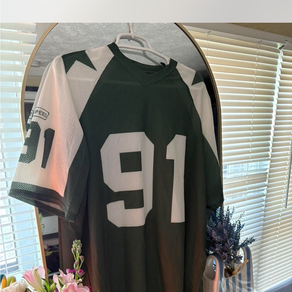 Green and White Jersey with Number 91